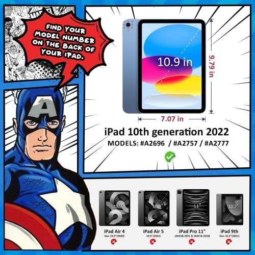 מארז הדור העשירי של iPad לילדים, iPad 10 מקרה 10.9 '' 2022, [הוכחת קיד] מארז אטום הלם עם ידית/עמדת בעיטה